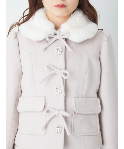 Ank Rouge（アンクルージュ）の「ビジューリボンショートダッフルコート（ダッフルコート・レディース・ピンク/アイボリー/ブラック・M）」の10枚目の写真