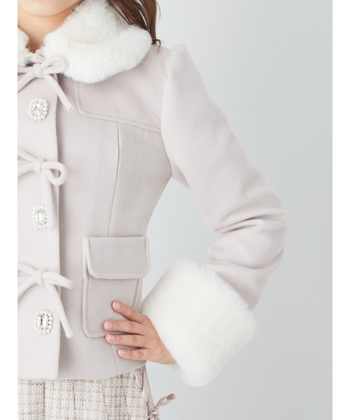 Ank Rouge（アンクルージュ）の「ビジューリボンショートダッフルコート（ダッフルコート・レディース・ピンク/アイボリー/ブラック・M）」の7枚目の写真