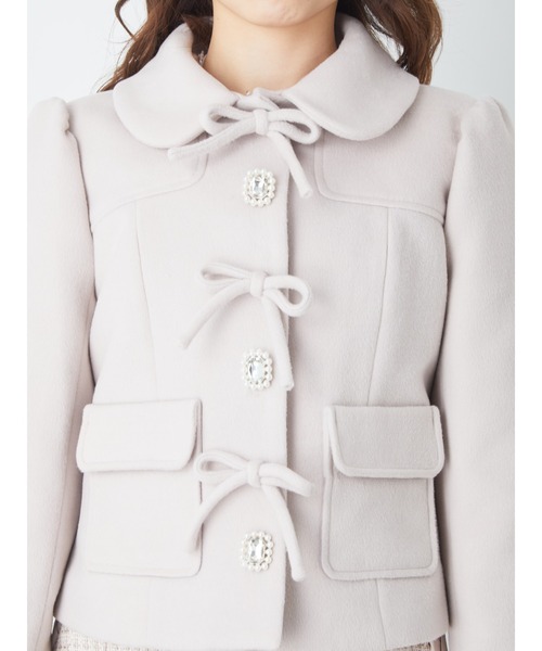 Ank Rouge（アンクルージュ）の「ビジューリボンショートダッフルコート（ダッフルコート・レディース・ピンク/アイボリー/ブラック・M）」の6枚目の写真