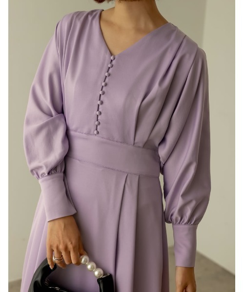 Re:EDIT（リエディ）の「[PREMIUM DRESS COLLECTION][低身長サイズ有]Vネックウエスト切り替えタックフレアワンピース（ワンピース・レディース・ブラック/ラベンダー/ベージュ・LARGE/SHORT/MEDIUM）」の20枚目の写真