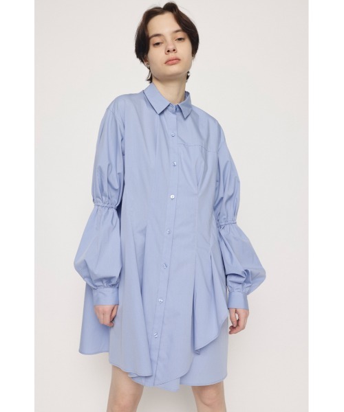 SLY スライ 膝丈シャツワンピース size 1 セール】ASYMMETRY TUCK MINI OP アシンメトリー タック ミニ