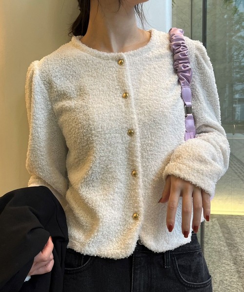 3.3 Field Trip （3.3フィールドトリップ）の「3.3 Field Trip／ブークレパフカーディガン 2185958（カーディガン/ボレロ・レディース・クリーム/ブラック・FREE）」の4枚目の写真