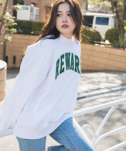 WEGO（ウィゴー）の「WEGO/ヘビーウエイト サガラワッペンプルオーバー（スウェット・メンズ・杢グレー/ダークグリーン/ホワイト/スミクロ・MEDIUM/LARGE）」の2枚目の写真