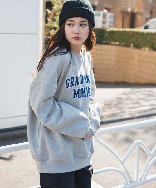 WEGO（ウィゴー）の「WEGO/ヘビーウエイト サガラワッペンプルオーバー（スウェット・メンズ・杢グレー/ダークグリーン/ホワイト/スミクロ・MEDIUM/LARGE）」の11枚目の写真