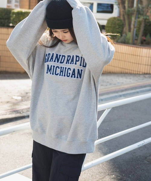 WEGO（ウィゴー）の「WEGO/ヘビーウエイト サガラワッペンプルオーバー（スウェット・メンズ・杢グレー/ダークグリーン/ホワイト/スミクロ・MEDIUM/LARGE）」の12枚目の写真