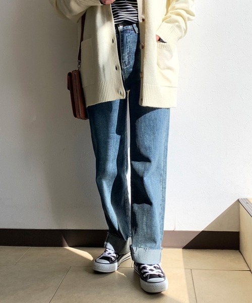 CRB(シーアールビー)の「カットオフデニムストレートパンツ(デニムパンツ・レディース・ブルー・M/L/S)」の7枚目の写真