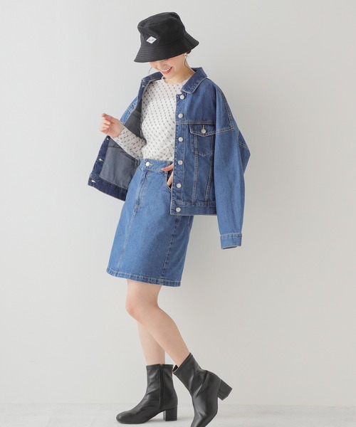 Honeys（ハニーズ）の「ゆるＧジャン（デニムジャケット・レディース・インディゴブルー/グリーン/ライトインディゴブルー/アイボリー・L/LL/S/M）」の9枚目の写真