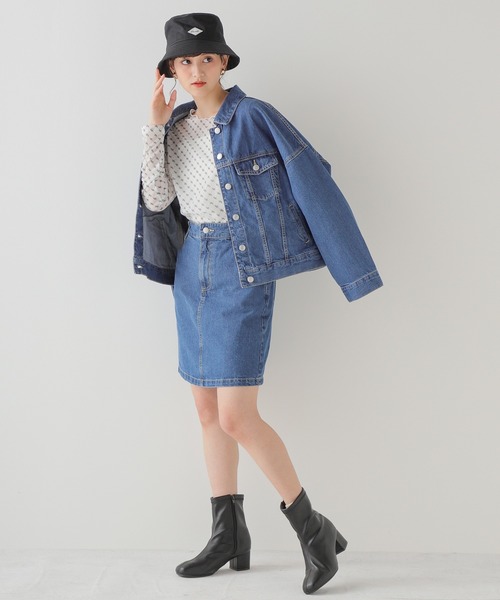 Honeys（ハニーズ）の「ゆるＧジャン（デニムジャケット・レディース・インディゴブルー/グリーン/ライトインディゴブルー/アイボリー・L/LL/S/M）」の13枚目の写真