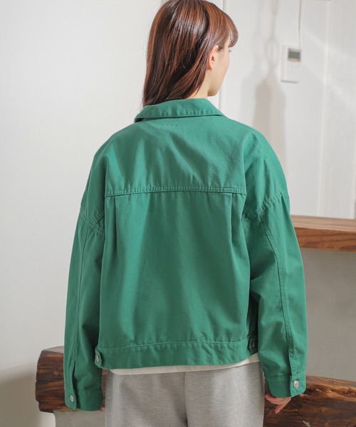 Honeys（ハニーズ）の「ゆるＧジャン（デニムジャケット・レディース・インディゴブルー/グリーン/ライトインディゴブルー/アイボリー・L/LL/S/M）」の14枚目の写真