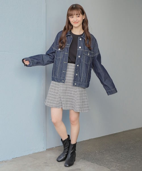 Honeys（ハニーズ）の「ゆるＧジャン（デニムジャケット・レディース・インディゴブルー/グリーン/ライトインディゴブルー/アイボリー・L/LL/S/M）」の6枚目の写真