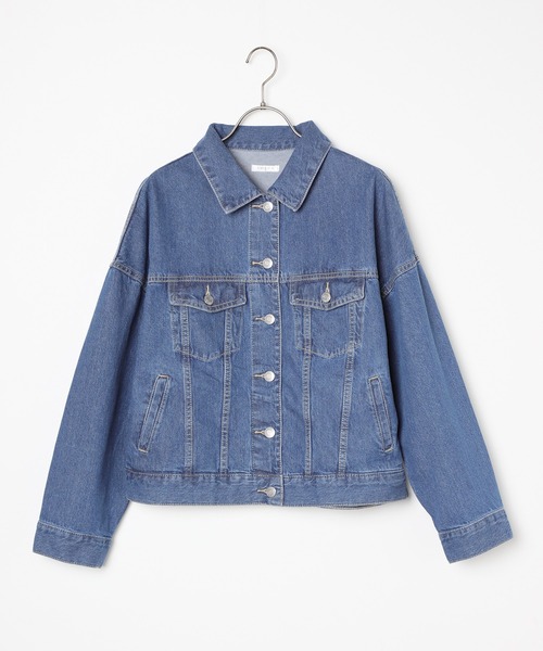 Honeys（ハニーズ）の「ゆるＧジャン（デニムジャケット・レディース・インディゴブルー/グリーン/ライトインディゴブルー/アイボリー・L/LL/S/M）」の11枚目の写真