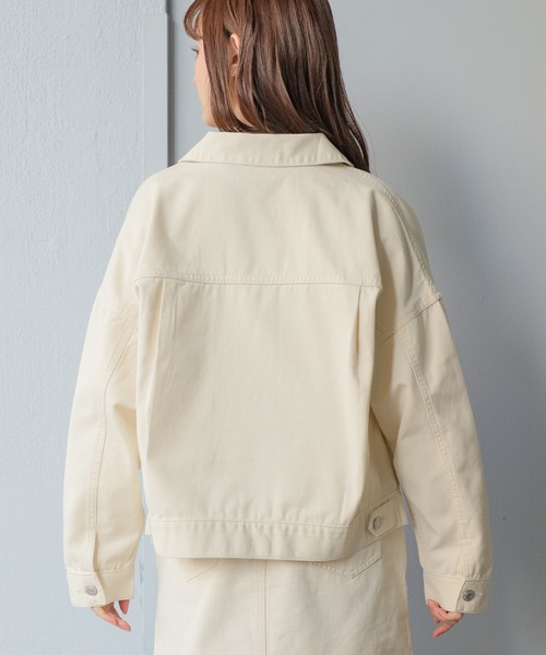 Honeys（ハニーズ）の「ゆるＧジャン（デニムジャケット・レディース・インディゴブルー/グリーン/ライトインディゴブルー/アイボリー・L/LL/S/M）」の12枚目の写真