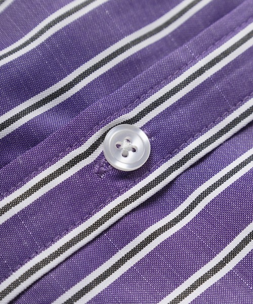 VISION STREET WEAR(ヴィジョンストリートウェア)の「【VISION STREET WEAR/ヴィジョンストリートウェア】ワンポイント刺繍 ストライプ ボタンダウンシャツ/長袖シャツ/ビッグシルエット(シャツ/ブラウス・メンズ・サックスブルー/グリーン/パープル/イエロー・M/L/XL)」の8枚目の写真