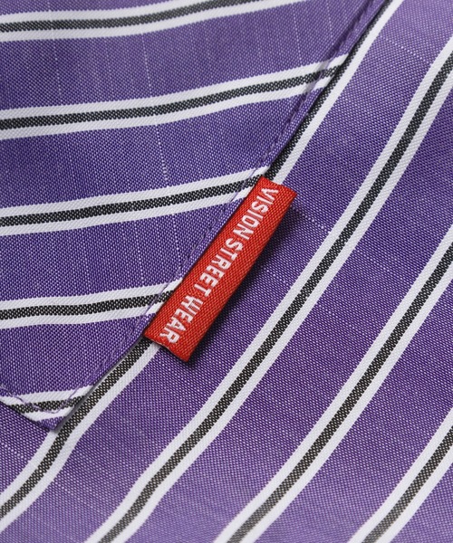 VISION STREET WEAR(ヴィジョンストリートウェア)の「【VISION STREET WEAR/ヴィジョンストリートウェア】ワンポイント刺繍 ストライプ ボタンダウンシャツ/長袖シャツ/ビッグシルエット(シャツ/ブラウス・メンズ・サックスブルー/グリーン/パープル/イエロー・M/L/XL)」の10枚目の写真