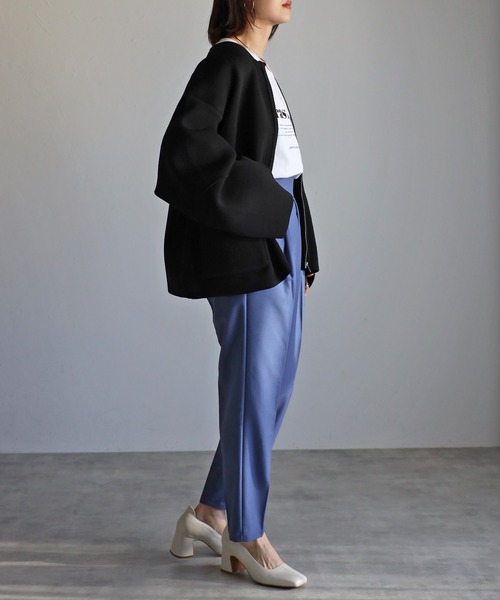 Bonjour Sagan（ボンジュールサガン）の「ランタンスリーブブルゾン（ブルゾン・レディース・パープル/アイボリー/ブラック/グレー・FREE）」の18枚目の写真