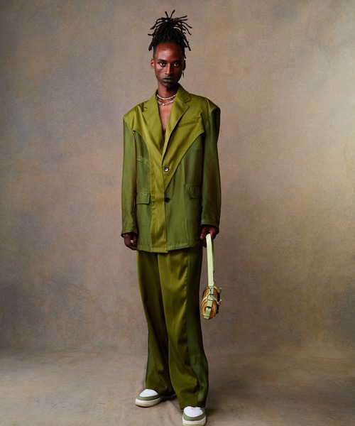 Feng Chen Wang（フェン・チェン・ワン）の「SHEER PANEL TROUSERS（その他パンツ・メンズ・グリーン・M/S）」の2枚目の写真