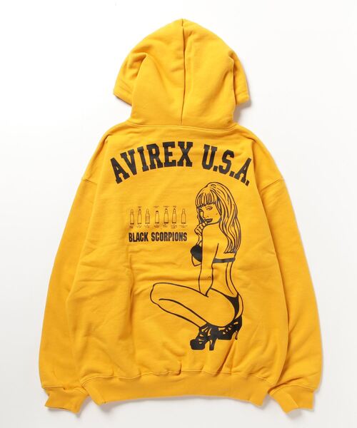 AVIREX(アヴィレックス)の「《WEB&DEPOT限定》BLACK SCORPION SWEAT PULL OVER PARKA/ ブラックスコーピオン パーカー(パーカー・レディース・オリーブ系/マスタード/ブラック・2XL/F/L/XL/M)」の6枚目の写真