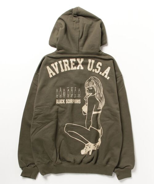 AVIREX(アヴィレックス)の「《WEB&DEPOT限定》BLACK SCORPION SWEAT PULL OVER PARKA/ ブラックスコーピオン パーカー(パーカー・レディース・オリーブ系/マスタード/ブラック・2XL/F/L/XL/M)」の11枚目の写真