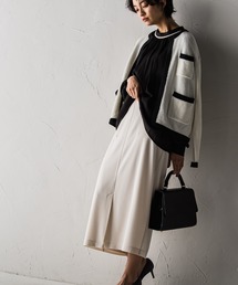 カットジョーゼットフロントベンツストレートスカート≪セットアップ対応≫