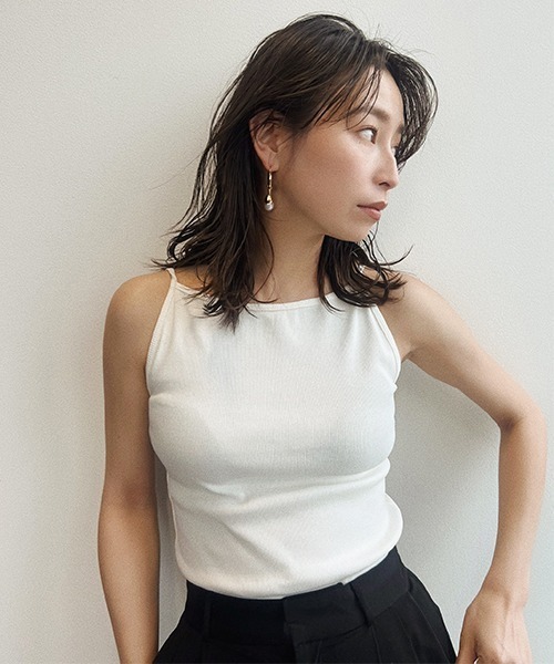 CREDONA(クレドナ)の「ソフトリブキャミソール(キャミソール・レディース・ブラック/オフホワイト/カーキ・FREE)」の8枚目の写真