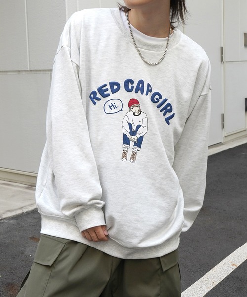 Red Cap Girl(レッドキャプガール)の「ビッグシルエット フロント発泡プリント プルオーバースウェット カットソー ユニセックス(スウェット・メンズ・グレー/ブルー/ブラック/ホワイト/ブルー系その他/ホワイト系その他/グレー系その他/グレー系その他2/ホワイト系その他3/グレー系3/ブルー系その他3/グレー系その他3・M/L)」の7枚目の写真