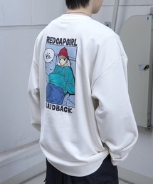 ビッグシルエット フロント発泡プリント プルオーバースウェット カットソー ユニセックス