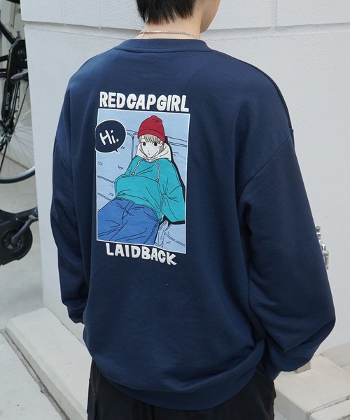Red Cap Girl(レッドキャプガール)の「ビッグシルエット フロント発泡プリント プルオーバースウェット カットソー ユニセックス(スウェット・メンズ・グレー/ブルー/ブラック/ホワイト/ブルー系その他/ホワイト系その他/グレー系その他/グレー系その他2/ホワイト系その他3/グレー系3/ブルー系その他3/グレー系その他3・M/L)」の12枚目の写真