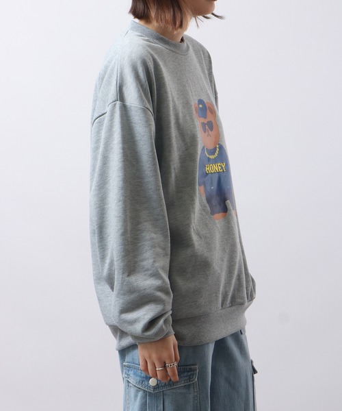 MODISH GAZE（モディシュガゼ）の「MODISH GAZE 裏毛 クルーネック 長袖 BIG スウェット ストリート BEAR（スウェット・メンズ・杢グレー/グレイッシュベージュ/オフホワイト・M/L）」の7枚目の写真