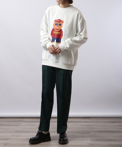 MODISH GAZE（モディシュガゼ）の「MODISH GAZE 裏毛 クルーネック 長袖 BIG スウェット ストリート BEAR（スウェット・メンズ・杢グレー/グレイッシュベージュ/オフホワイト・M/L）」の9枚目の写真