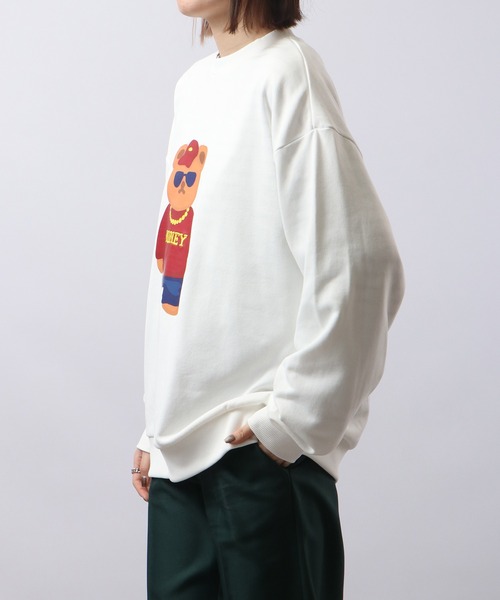 MODISH GAZE（モディシュガゼ）の「MODISH GAZE 裏毛 クルーネック 長袖 BIG スウェット ストリート BEAR（スウェット・メンズ・杢グレー/グレイッシュベージュ/オフホワイト・M/L）」の12枚目の写真