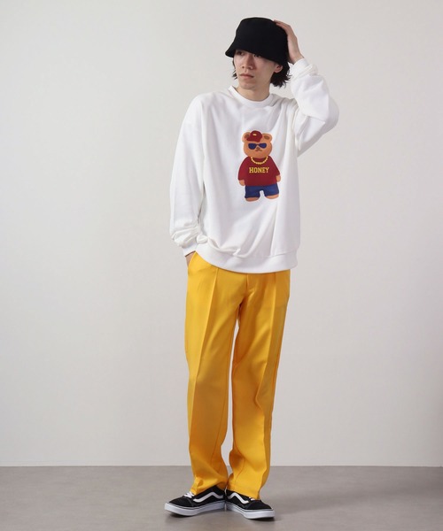 MODISH GAZE（モディシュガゼ）の「MODISH GAZE 裏毛 クルーネック 長袖 BIG スウェット ストリート BEAR（スウェット・メンズ・杢グレー/グレイッシュベージュ/オフホワイト・M/L）」の21枚目の写真