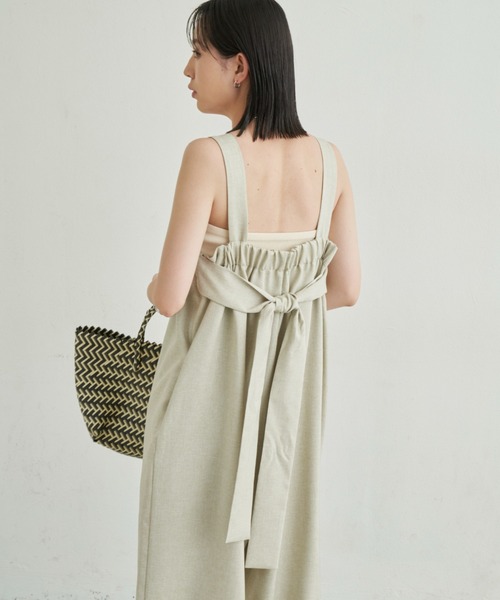 Aunt Marie's（アントマリーズ）の「【高身長向けMTサイズ有】リネンライクバックリボンサロペット（サロペット/オーバーオール・レディース・ベージュ/ブラック・FREE/MT）」の13枚目の写真