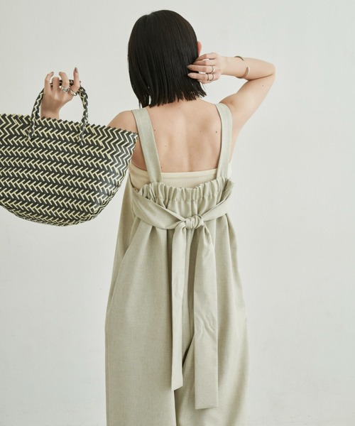 Aunt Marie's（アントマリーズ）の「【高身長向けMTサイズ有】リネンライクバックリボンサロペット（サロペット/オーバーオール・レディース・ベージュ/ブラック・FREE/MT）」の21枚目の写真