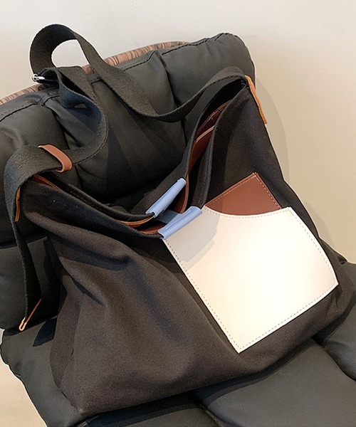 meJane（ミージェーン）の「オープンポケットキャンバストートバック（トートバッグ・レディース・カーキ/オフホワイト/ブラック/ライトベージュ・FREE）」の6枚目の写真