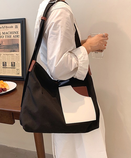 meJane（ミージェーン）の「オープンポケットキャンバストートバック（トートバッグ・レディース・カーキ/オフホワイト/ブラック/ライトベージュ・FREE）」の7枚目の写真
