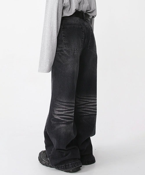 WESTBOY（ウエストボーイ）の「ルーズバギーウォッシュドデニムパンツ/セミワイドデニムパンツWO23S2PT07【WB ORIGINALS】（デニムパンツ・メンズ・ブラック/ブルー・L/M/S/XL）」の6枚目の写真