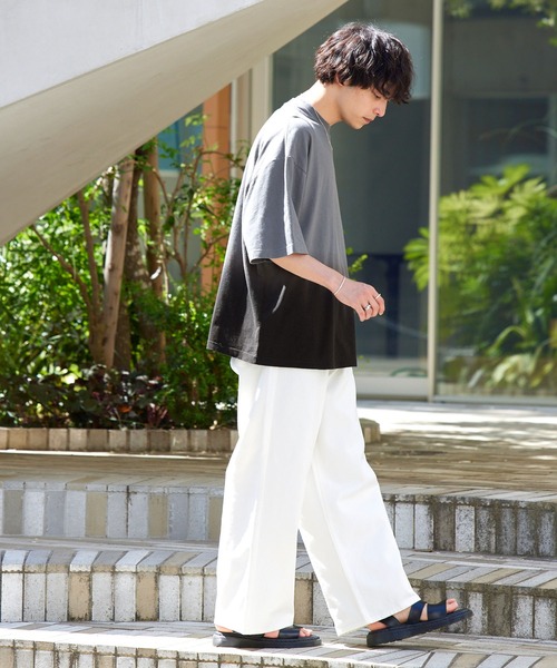 MONO-MART(モノマート)の「オーバーサイズ グラデーションオーバーダイS/Sカットソー(Tシャツ/カットソー・メンズ・グレー系/グリーン系/ベージュ系/ブラック系/ブルー系・M/L)」の11枚目の写真