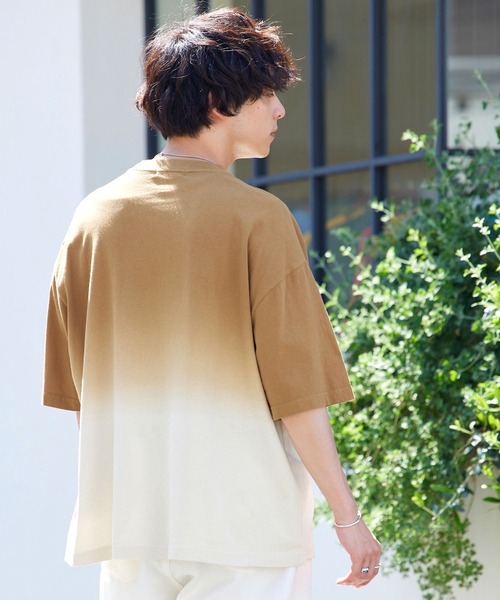 MONO-MART(モノマート)の「オーバーサイズ グラデーションオーバーダイS/Sカットソー(Tシャツ/カットソー・メンズ・グレー系/グリーン系/ベージュ系/ブラック系/ブルー系・M/L)」の16枚目の写真