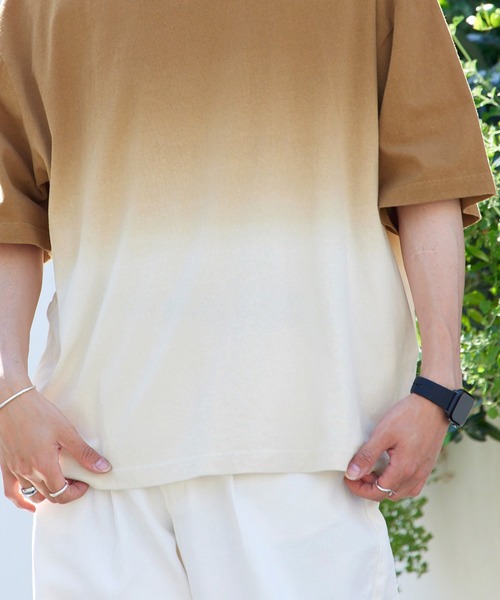 MONO-MART(モノマート)の「オーバーサイズ グラデーションオーバーダイS/Sカットソー(Tシャツ/カットソー・メンズ・グレー系/グリーン系/ベージュ系/ブラック系/ブルー系・M/L)」の17枚目の写真