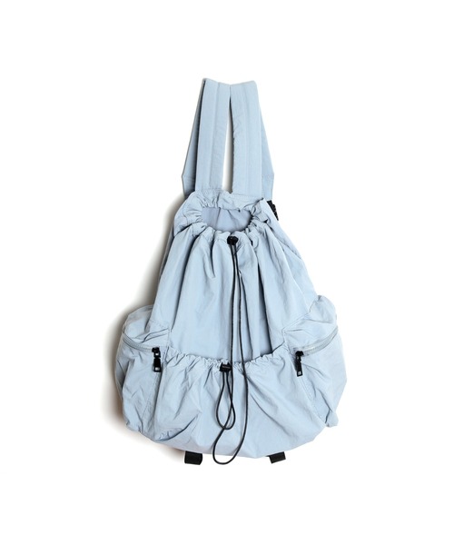 MAISON mou（メゾンムー）の「【recomend selection/セレクト】ドローストリングバックパック 巾着風リュック（バックパック/リュック・レディース・ブラック/ベージュ/グレー系その他2/カーキ/ライトピンク・FREE）」の3枚目の写真