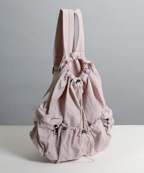 MAISON mou（メゾンムー）の「【recomend selection/セレクト】ドローストリングバックパック 巾着風リュック（バックパック/リュック・レディース・ブラック/ベージュ/グレー系その他2/カーキ/ライトピンク・FREE）」の9枚目の写真