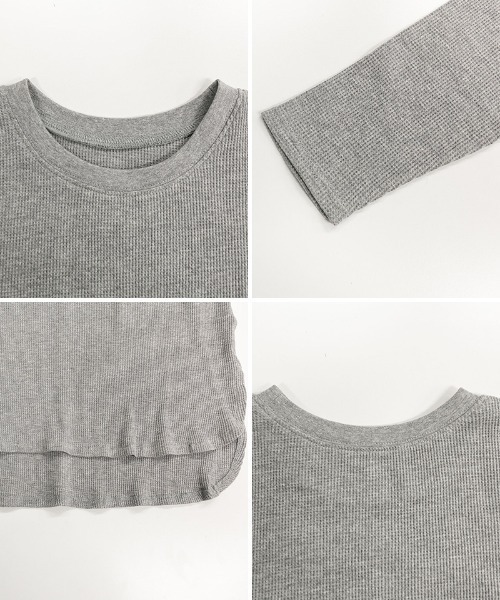 atONE（アットワン）の「atONE ワッフルカットソー テールヘム サイドスリット プルオーバー 長袖（Tシャツ/カットソー・レディース・ブラック/カーキ/杢グレー/ネイビー/ホワイト・LL～3L/4L～5L/M-L）」の20枚目の写真