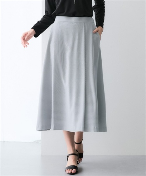 7days Life Styling(セブンデイズライフスタイリング)の「【吸汗速乾】ロングフレアスカート(ストレッチコードレーンシリーズ)(スーツスカート・レディース・ネイビー×ホワイト/ネイビー系/ネイビー系1/ネイビー・S/M/LL/3L/L/4L/8L/5L/6L)」の4枚目の写真