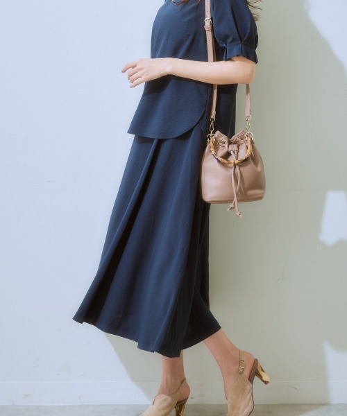 7days Life Styling(セブンデイズライフスタイリング)の「【吸汗速乾】ロングフレアスカート(ストレッチコードレーンシリーズ)(スーツスカート・レディース・ネイビー×ホワイト/ネイビー系/ネイビー系1/ネイビー・S/M/LL/3L/L/4L/8L/5L/6L)」の16枚目の写真