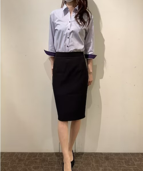TOKYO SHIRTS(トウキョウシャツ)の「形態安定ノーアイロン スキッパー衿 七分袖ビジネスワイシャツ(ビジネスシャツ・レディース・パープル・XL/S/L/LL/M/XS)」の7枚目の写真