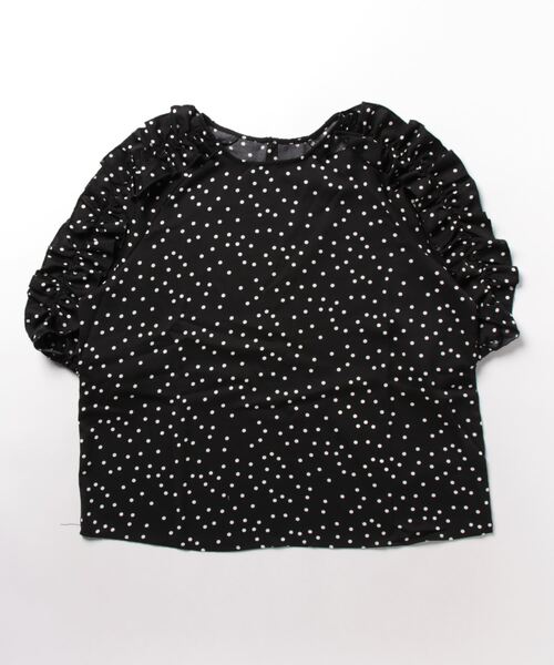 KOBE LETTUCE（コウベレタス）の「袖ギャザーフリルトップス（Tシャツ/カットソー・レディース・グレイッシュベージュ/ブラック系その他/ブラック/オフホワイト・FREE）」の16枚目の写真