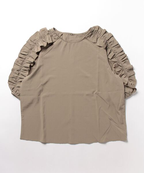 KOBE LETTUCE（コウベレタス）の「袖ギャザーフリルトップス（Tシャツ/カットソー・レディース・グレイッシュベージュ/ブラック系その他/ブラック/オフホワイト・FREE）」の17枚目の写真