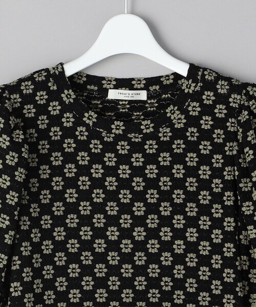 FREAK'S STORE(フリークスストア)の「フラワーストレッチパフTシャツ(Tシャツ/カットソー・レディース・チャコールグレー/オフホワイト/ブラック/ナチュラル・フリ-)」の9枚目の写真