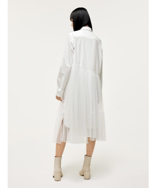 JNBY（ジェーエヌビーワイ）の「Urban and Feminine Stretch-cotton Dress（シャツワンピース・レディース・ホワイト/ブラック・36/38/40）」の22枚目の写真