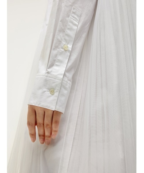 JNBY（ジェーエヌビーワイ）の「Urban and Feminine Stretch-cotton Dress（シャツワンピース・レディース・ホワイト/ブラック・36/38/40）」の13枚目の写真